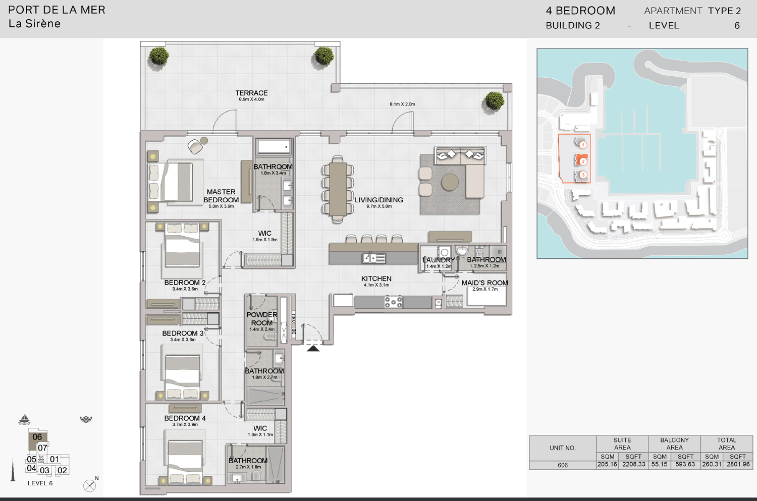 Floor plan - 4 BEDROOM -  La Sirene  - etamea.com